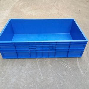 18-Gallon Industrial Plastic Tote with Hinged Lids, Blue - Heavy