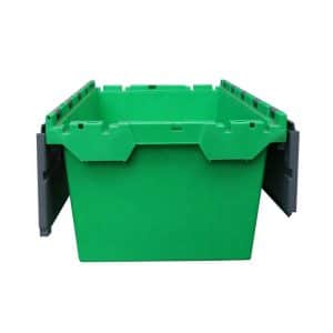 Pallet of 120 Heavy-Duty Plastic Totes w. Attached Lid