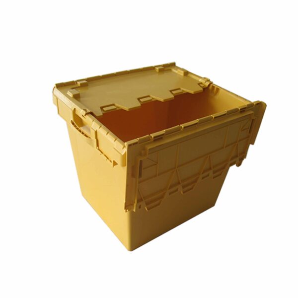 Large industrial strength attached lid totes