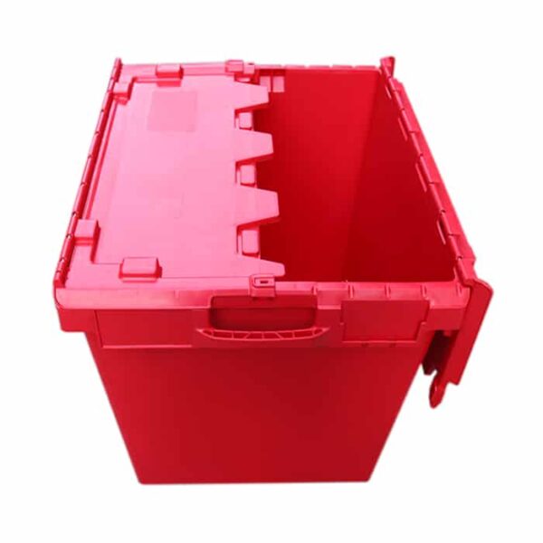 Large industrial strength attached lid totes